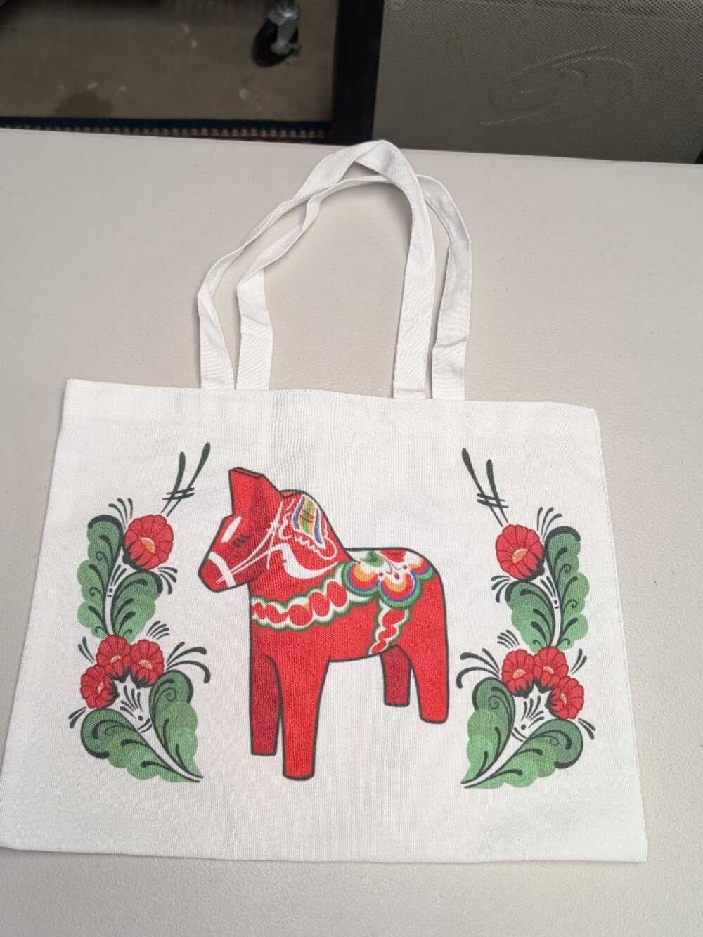 Swedish Dala horse tote bag